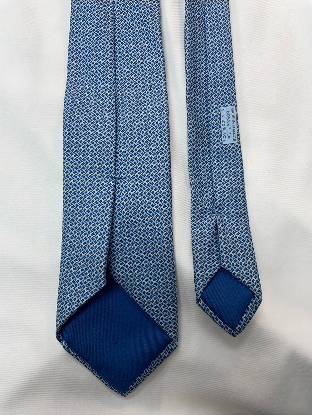 Hermes 100% Silk Men’s Tie Blue “Pont De H” 605837 IA - Picture 2 of 7